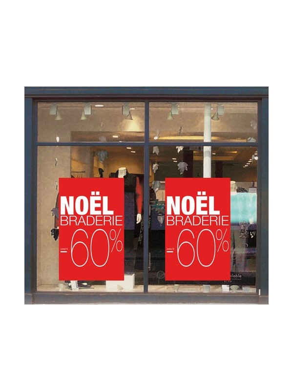 Affiche "Braderie Noël -60%"