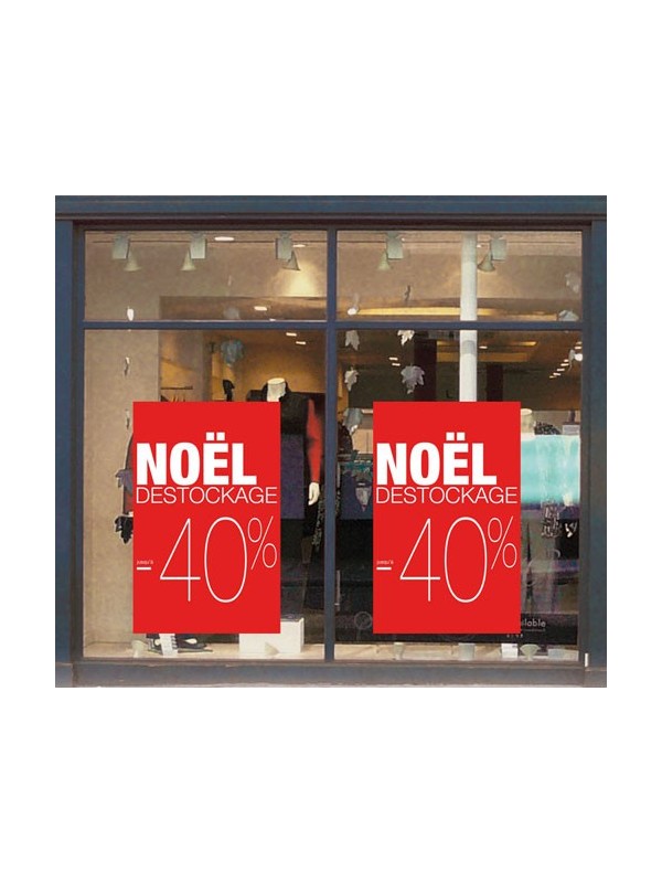 Affiche "Destockage Noël -40%"