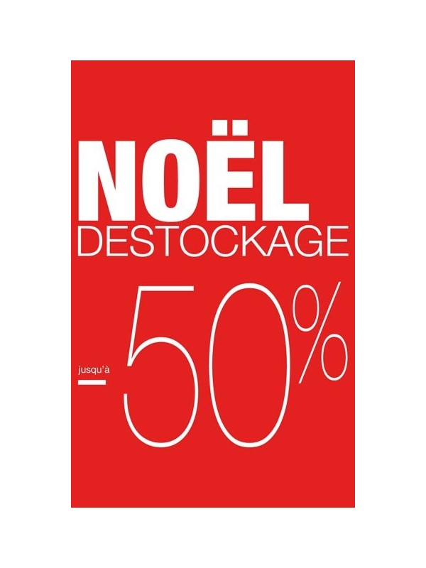 Affiche "Destockage Noël -50%"