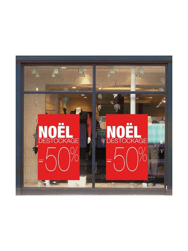 Affiche "Destockage Noël -50%"