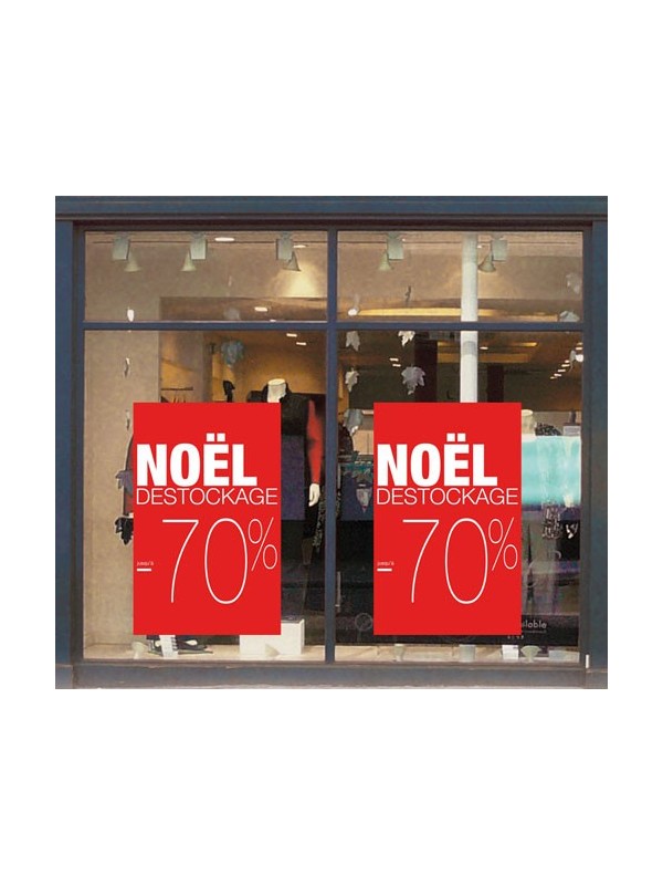 Affiche "Destockage Noël -70%"