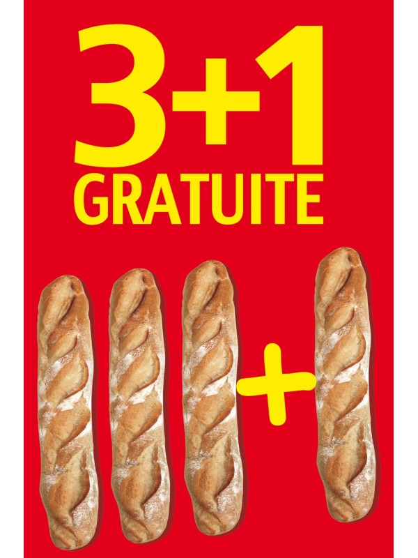 Affiche Boulangerie "3+1 gratuite"