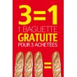 Affiche Boulangerie "3 égal 1 gratuite pour 3 achetées"