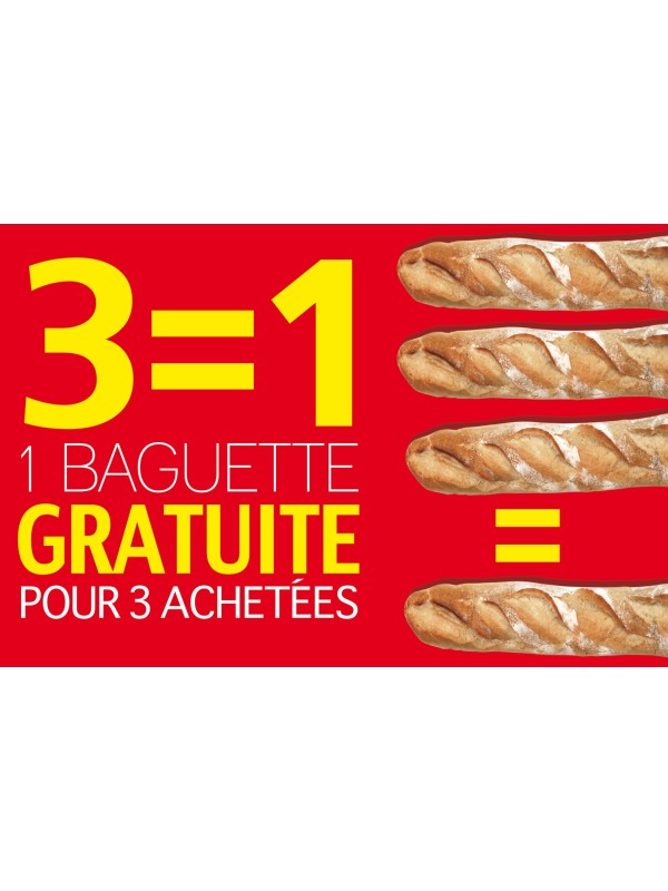 Affiche Boulangerie "3 égal 1 gratuite pour 3 achetées"