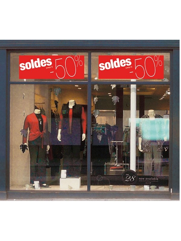 Présentation bandeaux "soldes -50%"