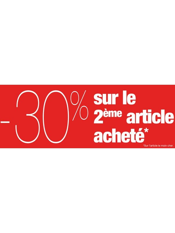 Bandeaux "-30% sur le 2ème article" rouge